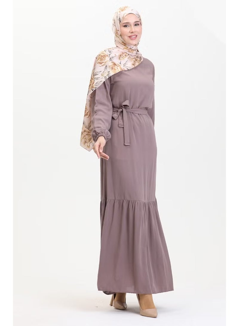Sefa Merve Belted Dress 0512-02 Mink - Image 3
